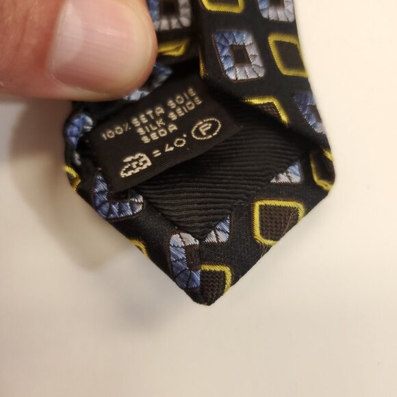 Ermenegildo Zegna Tie Geometric Mulicolored Squares Silk Necktie 58/3.75 - Picture 4 of 5